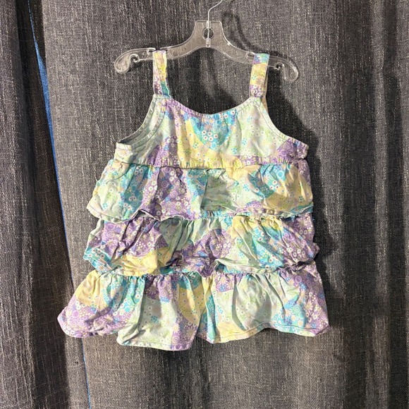 Faded Glory‎ Purple Blue Green Tiered Ruffle Floral Sleeveless Dress (Girls 3T) - Picture 4 of 6